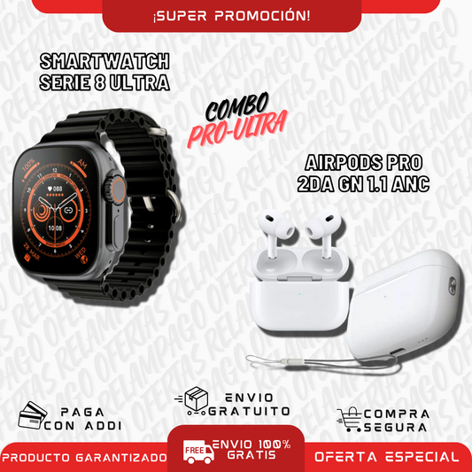 🎧Audífonos pro 2da generación + Smartwatch serie 8 ultra⌚